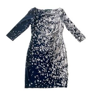 Ralph Lauren Navy and Silver Long Sleeve Dress